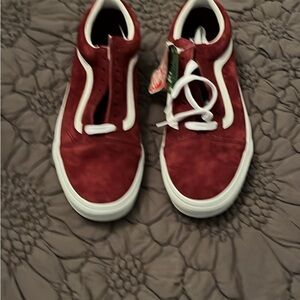 Vans Burgundy and White Sneakers